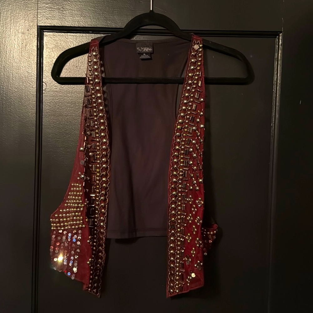Embellished Burgundy Tank Top